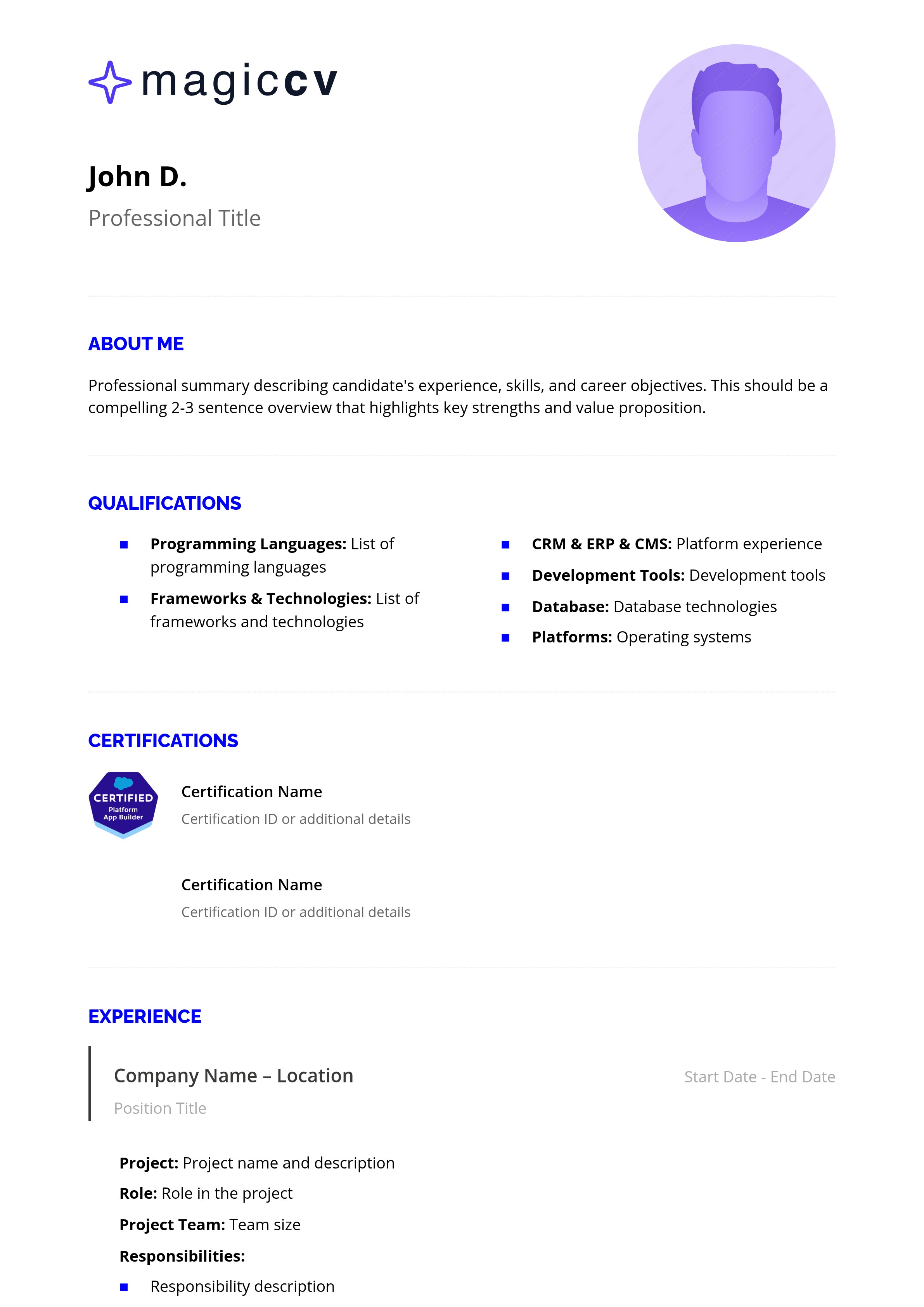 MagicFuse CV template